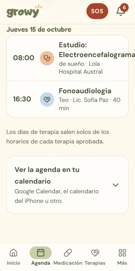 Tarjeta Ver la agenda en tu calendario al final de la Agenda