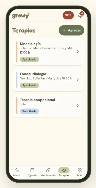 Lista de terapias con su estado