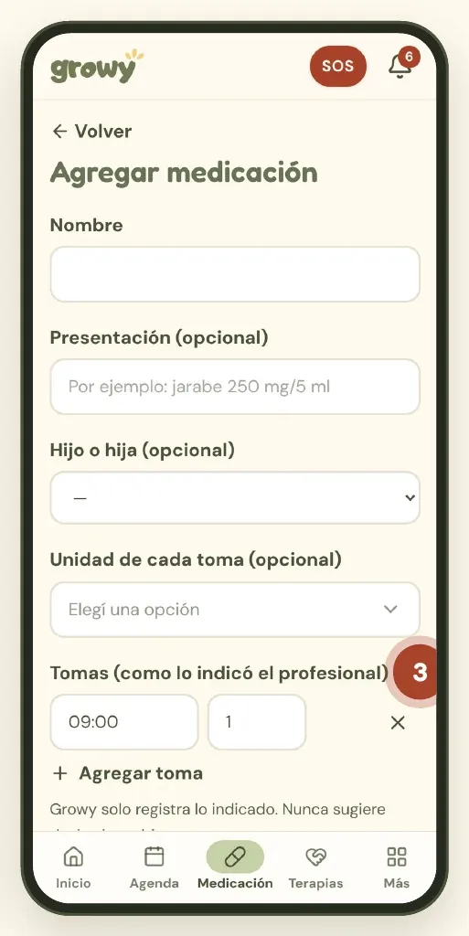 Formulario Agregar medicación