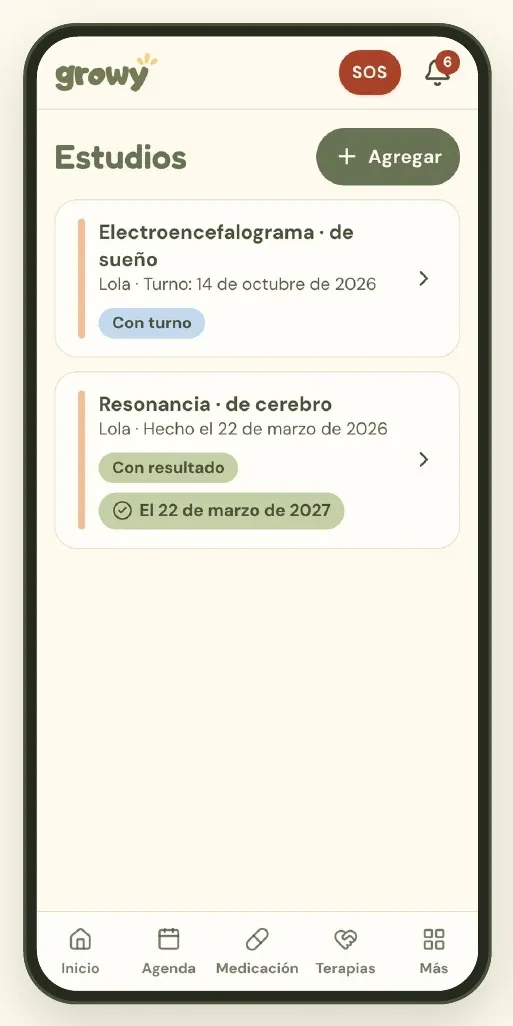 Lista de estudios con su estado