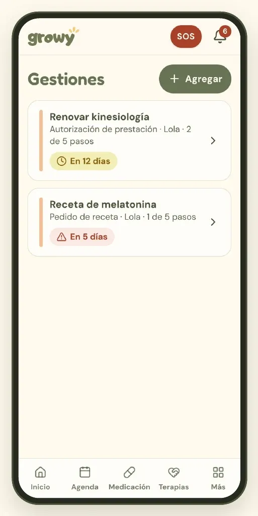 Lista de gestiones con su avance